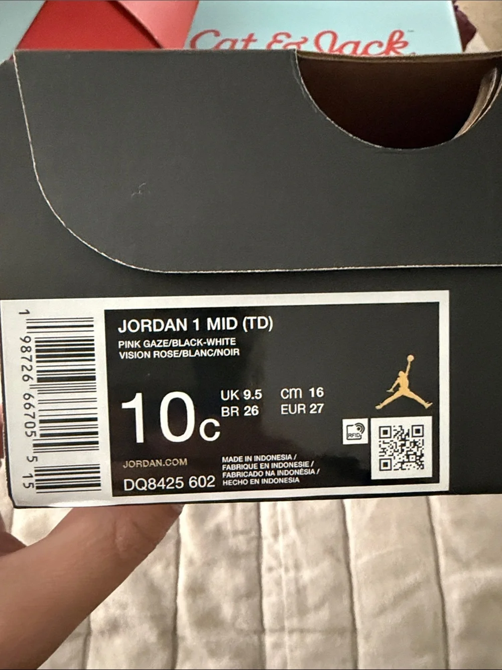 Kids Pink & White Nike Jordan 1 Mid
